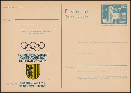 DDR P 80 Journée olympique de l'athlétisme à Dresde 1979, **