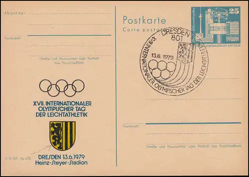 DDR P 80 Journée olympique de l'athlétisme à Dresde 1979, DRESDEN 13.6.79