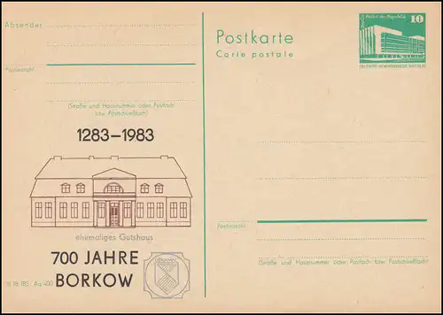 DDR P 84 700 Jahre Borkow 1283-1983, **