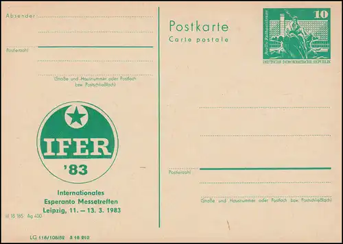 DDR P 79 ESPERANTO-Messetreffen IFER'83 in Leipzig 1983, **