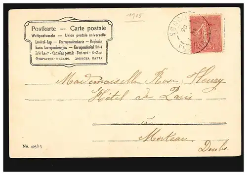 France Carte de vue Nouvel An Bonne Annee Rose, couru en 1905
