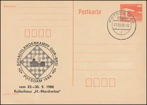 DDR P 86II Schachländerkampf DDR-BRD Portsdam 1988, POTSDAM 21.9.88