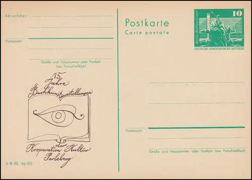 DDR P 79 Buchkunstausstellungen und Kultur Perleberg 1981, **