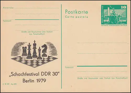 DDR P 79 Schachfestival DDR 30 Berlin 1979, **