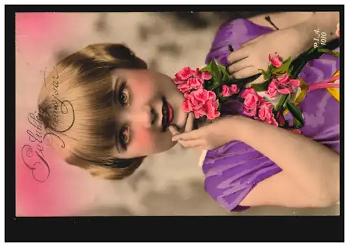 Belgien Ansichtskarte Neujahr Mädchen mit Blumen DIEGHEM / DIEGEM 31.12.1931