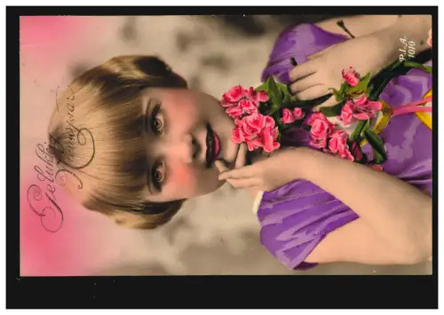 Belgien Ansichtskarte Neujahr Mädchen mit Blumen DIEGHEM / DIEGEM 31.12.1931