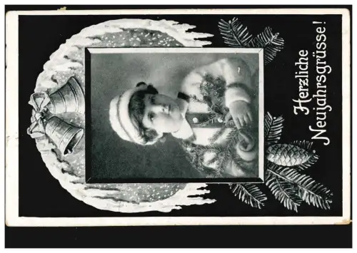 Ansichtskarte Neujahr Kinderportrait mit Glocken, EHRINGHAUSEN/LIPPSTADT 31.12.