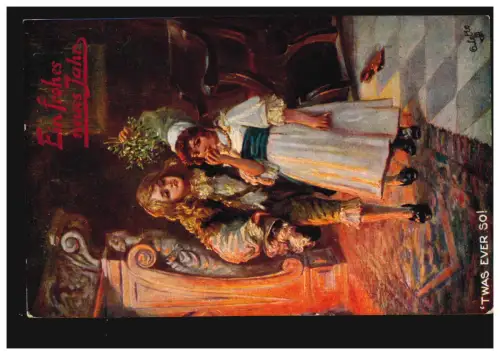 Ansichtskarte Neujahr Oilette-Karte Merry Hearts, DÜSSELDORF  31.12.1910