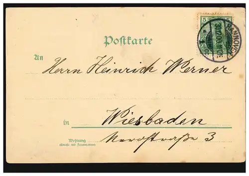 Ansichtskarte Neujahr Trompeter neben Pferd im Winter, HANNOVER 30.12.1900