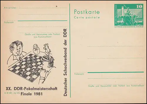 DDR P 79 Championnat de Coupe des échecs-Finale Rüdersdorf 1981, **