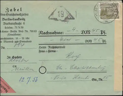 53 Bâtiments à Berlin en tant qu'EF Localité-NN-Bf. huissier de justice BERLIN-LNKWITZ 11.7.56