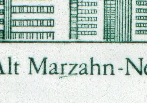 3076 Marzahn-Kleinbogen Berlin 1987: Strich unter RZ von MARZAHN , Feld 4,**
