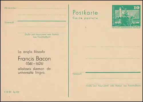 DDR P 79 ESPERANTO Francis Bacon 1980, **