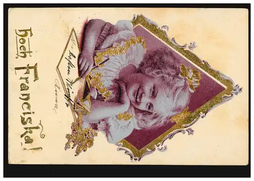 Carte postale Prénoms: Haute Franciska, Fille en écriture, WIENNE 1903