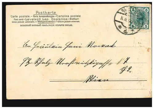 Carte postale Prénoms: Haute Franciska, Fille en écriture, WIENNE 1903
