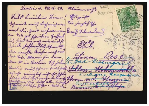 Carte postale Prénoms: Lina, Femme, BERLIN-STEGLITZ 30.4.1912