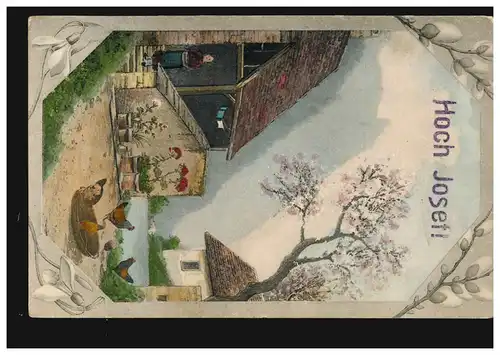 Carte Visual Prénoms: Haute Joseph! Ferme avec poulet, couru