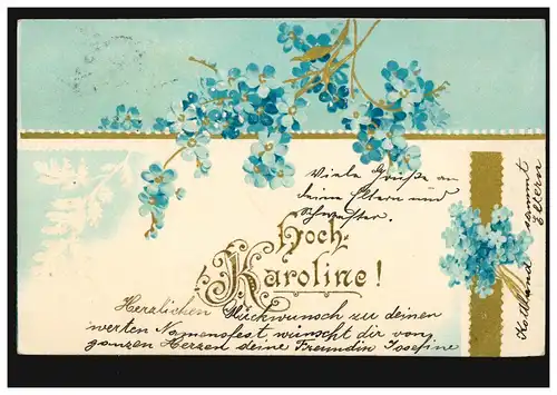 Carte postale Prénoms: Haute Caroline! Branches de violette, couru