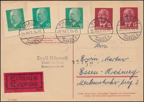 DDR P 64aII avec des extraits GA Ulbricht et Pieck comme carte rapide THALE 22.11.1963
