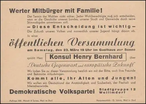 Gebühr-Bezahlt-Stempel auf geschwärzter Postkarte STUTTGART 20.5.1946