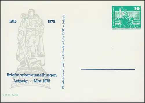 PP 15/29 Bâtiments 10 Pf Expositions de timbres Leipzig 1975, **