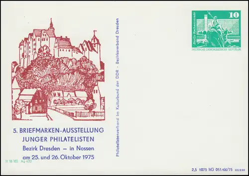 PP 15/43 Bauwerke 10 Pf Jugend-Ausstellung Nossen 1975, **