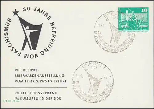 PP 15/38 Bâtiments VIII Exposition de timbres de district Erfurt 1975, SSt ERFURT