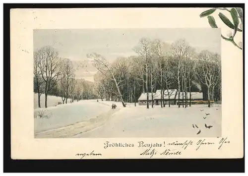 Carte de vue Nouvel An Paysage hivernal avec des paysans, couru VIENNE