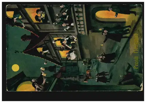 Carte de l'image Nouvel An Idylle de rue à l 'époque du Nouvel an Bière, SCHWABACH 31.12.1911