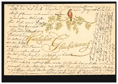 Ansichtskarte Glückwünsche Roter Vogel auf Zweig, ungebraucht