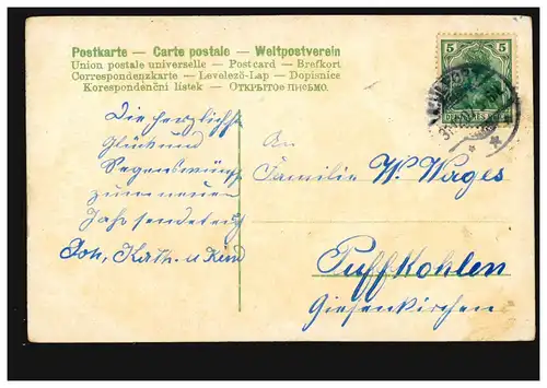 Ansichtskarte Neujahr Mädchen und Junge mit Blumenkorb, MÜLFORT 31.12.1907