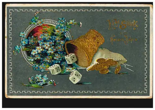 Carte de vue Nouvel An Veilchen Good Cube d'argent, NIEDER-JEUTZ (Kr. DIEDEHOFEN)