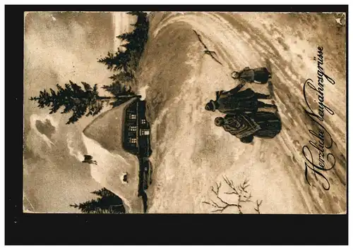 Carte de vue Nouvel An Paysage hivernal, ferme - OTERSBERG 29.12.18