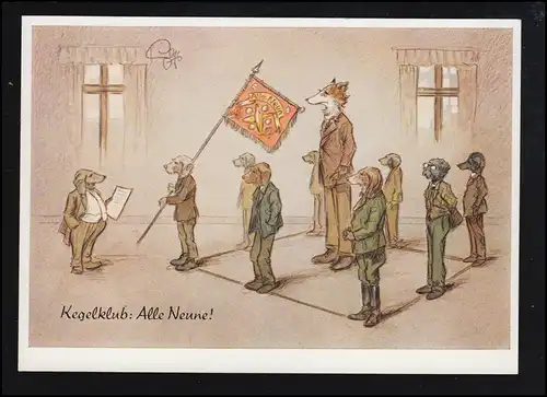 AK Kegeln- Heilfus: Kerk Club Tous les neuf! Chiens comme gobelet, humour, marqué