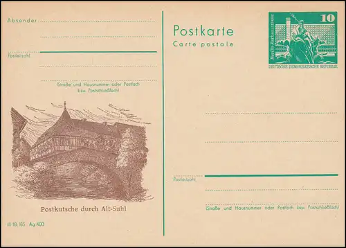 DDR P 79 Postkutsche durch Alt-Suhl 1981, **