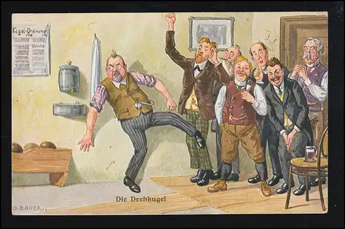 Sport-AK Kegeln: Auf der Kegelbahn - Die Drehkugel, Humor LEIPZIG TURNFEST 1913 