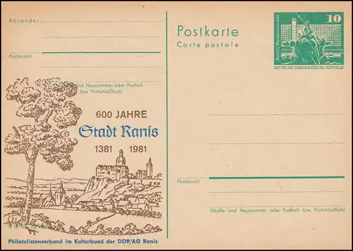 DDR P 79 600 Jahre Stadt Ranis 1381-1981, **