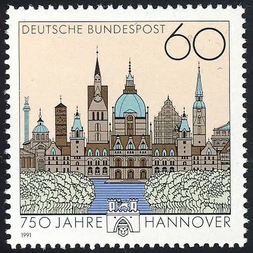 1491 Stadt-Jubiläum 750 Jahre Hannover, postfrische Marke **