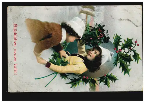 Ansichtskarte Junge wünscht Mädchen Glück zum Neujahr, DRESDEN 31.12.1912