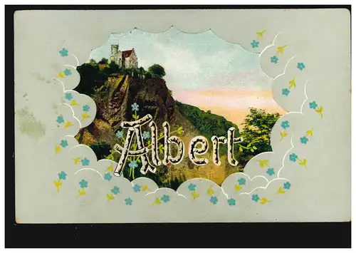 Carte postale Prénoms: Albert, Paysage avec château, TONDERN 13.12.1907