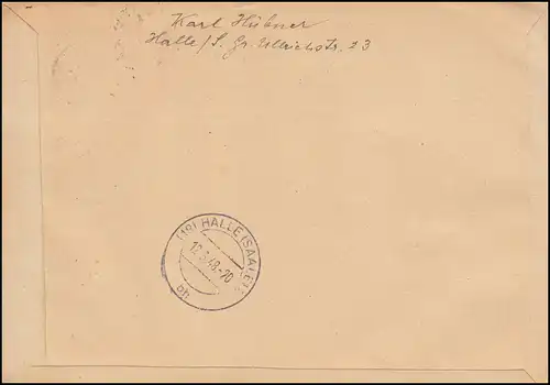 943+948+956 Kontrollrat II auf Orts-R-Brief HALLE / SAALE 1 s 10.3.1948