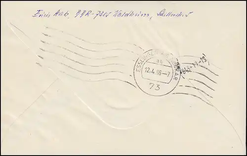 DDR U 3 Chemins de fer socialistes Eil-R-Lettre LEIPZIG 10.5.86 n. ESSLINGEN