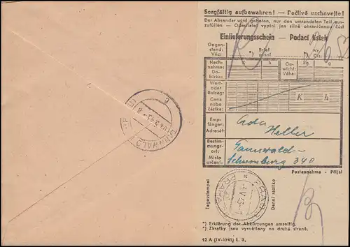 Böhmen und Mähren: 114+115 WHW mit 126 Geburtstag R-Brief PRAG 3.5.1943