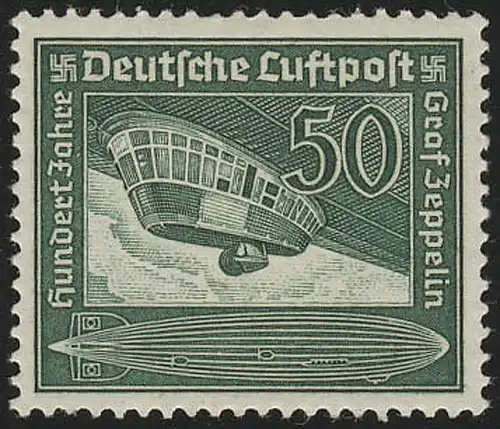 670 timbre postal d'avion Graf von Zeppelin 50 Pf, frais de port **