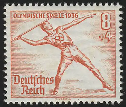 628 Sommerolympiade 8 Pf Speerwerfen aus Block **