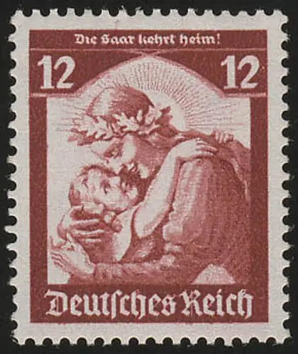 567 1935 Saarabstimmung 12 Pf ** kräftig dunkel (Nachauflage)