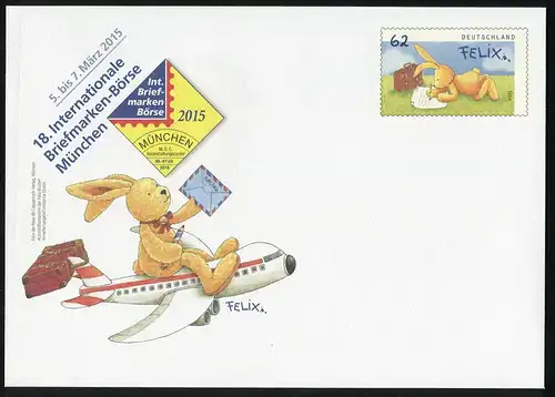 USo 356 Foire des timbres Munich - Felix le Lièvre 2015, **