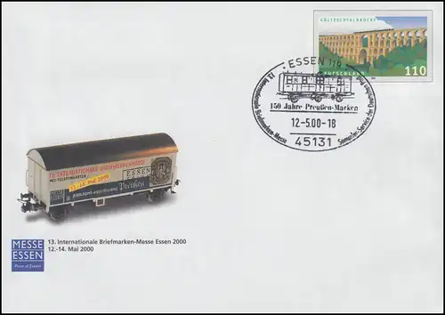 USo 14 Briefmarkenmesse Eisenbahnwagen ESSEN ESSt Preußen-Marken 12.05.2000