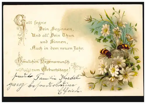AK Félicitations anniversaire Margeriten avec des abeilles, M.Gladbach 11.11.1898