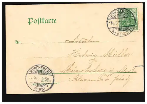 AK Carte d'anniversaire de l'hirondelle avec lettre, SCHÖNEBERG chez BERLIN 13.9.1902